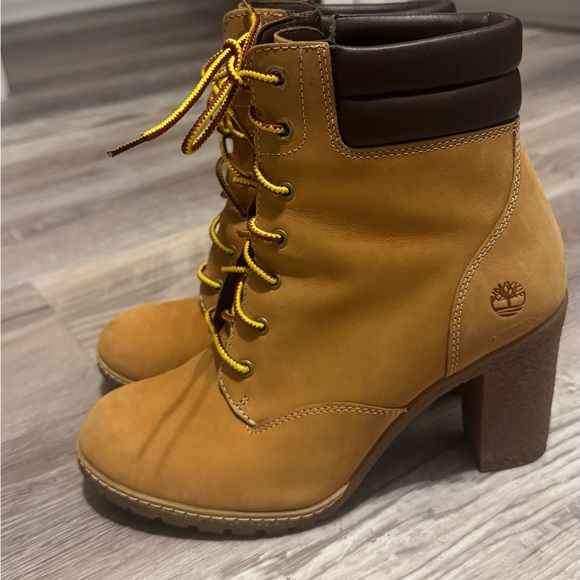 TIMBERLAKE Tillston Leather Heeled Lace-Up Boots Color Wheat Nubuck Size 8 - Picture 7 of 16